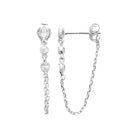 Boucles d’oreilles chaînettes traversantes à stations de zircons en argent 925