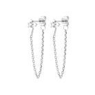 Boucles d’oreilles chaînettes traversantes étoile de zircons en argent 925 rhodié