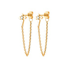Boucles d’oreilles chaînettes traversantes étoile de zircons en plaqué or