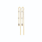 Boucles d’oreilles chaînettes traversantes en plaqué or et zircons