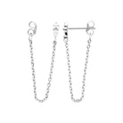 Boucles d’oreilles chaînettes traversantes zircon poire en argent 925 rhodié
