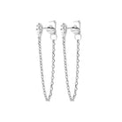 Boucles d’oreilles chaînettes traversantes zircon poire en argent 925 rhodié