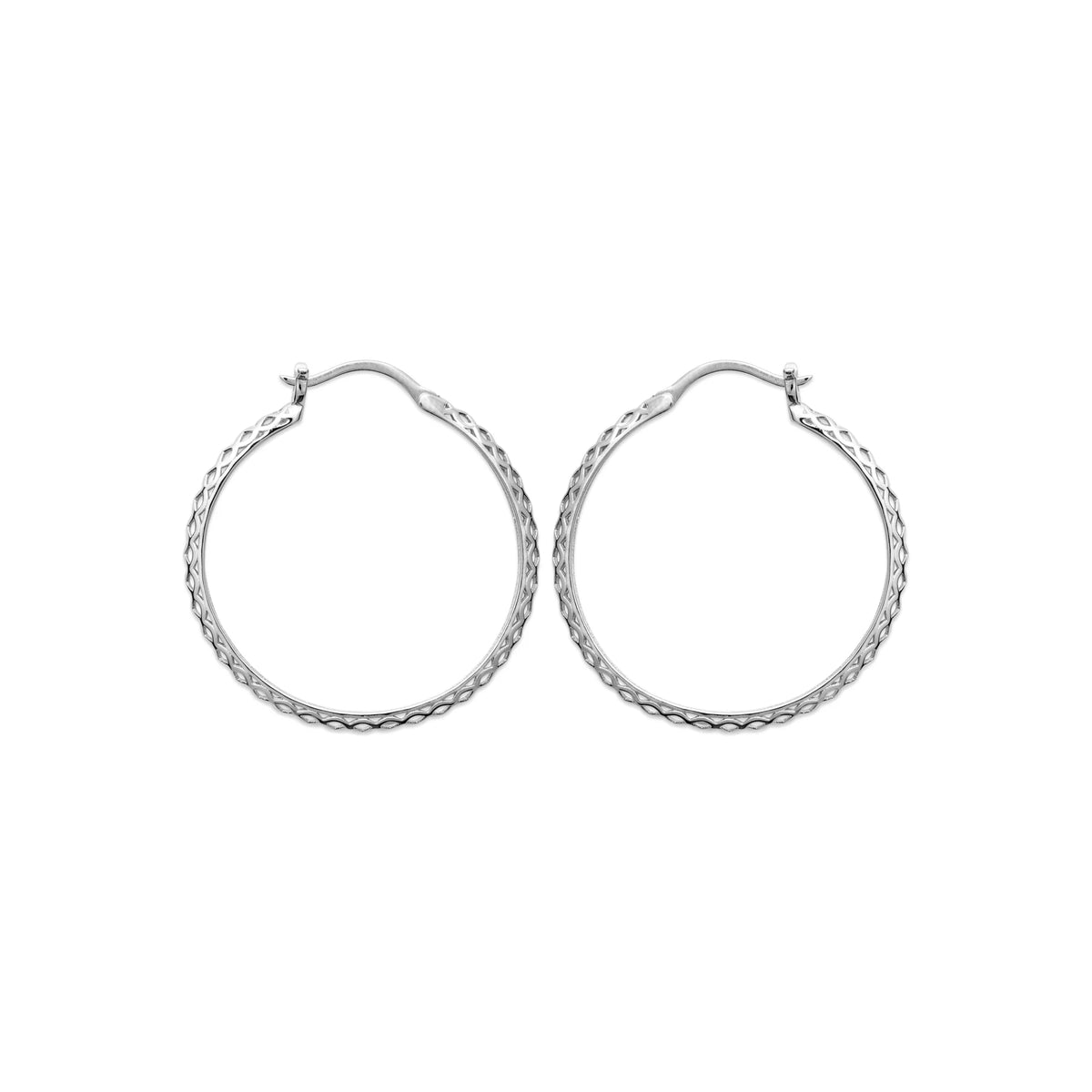 Boucles d’oreilles créoles ajourées 29 mm en argent 925 rhodié