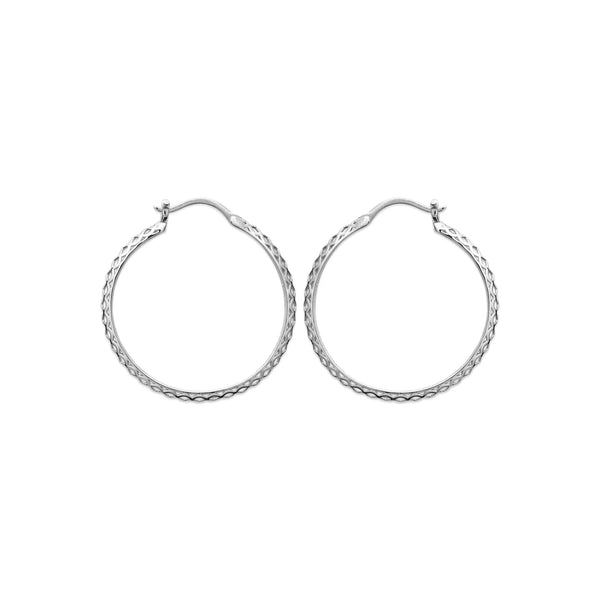 Boucles d’oreilles créoles ajourées 29&nbsp;mm en argent 925 rhodié