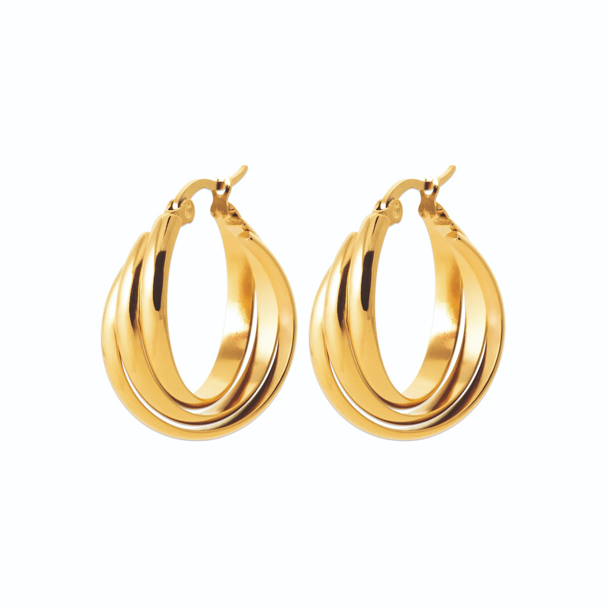 Boucles d’oreilles créoles anneaux entrelacés en acier PVD doré