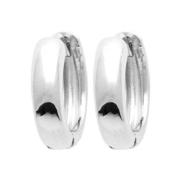 Boucles d’oreilles créoles bandeau large 12&nbsp;mm en argent 925 rhodié