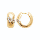 Boucles d’oreilles créoles bombées et bande de zircons en plaqué or