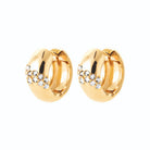 Boucles d’oreilles créoles bombées et bande de zircons en plaqué or