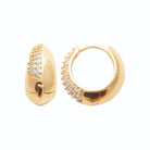 Boucles d’oreilles créoles bombées mi-or poli mi-pavées de zircons en plaqué or