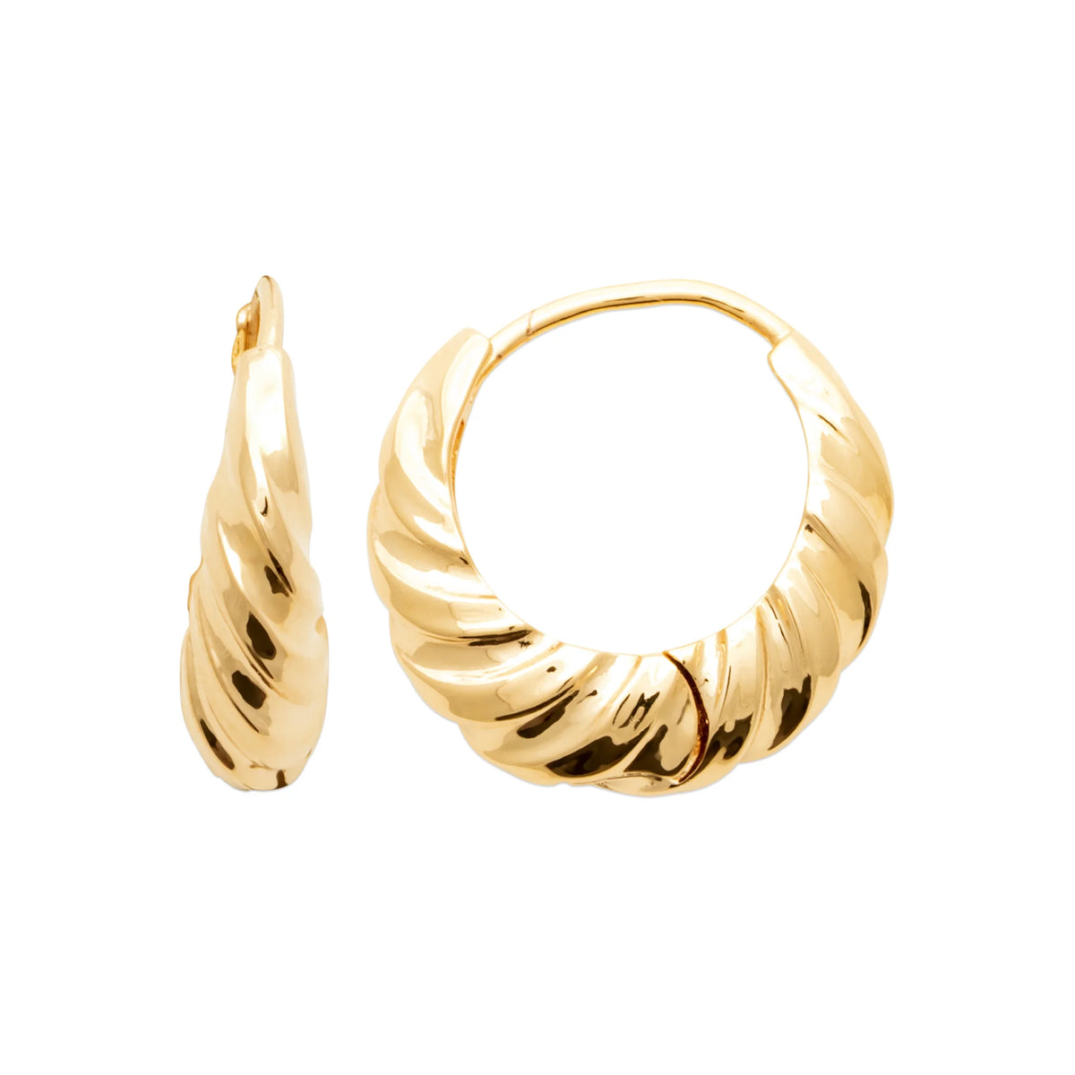 Boucles d’oreilles créoles bombées torsadées en plaqué or
