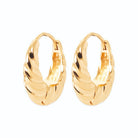 Boucles d’oreilles créoles bombées torsadées en plaqué or