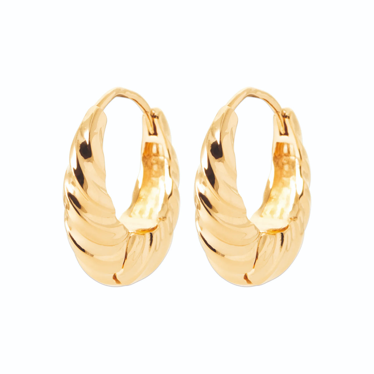 Boucles d’oreilles créoles bombées torsadées en plaqué or