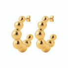 Boucles d’oreilles créoles boules graduées en acier PVD doré