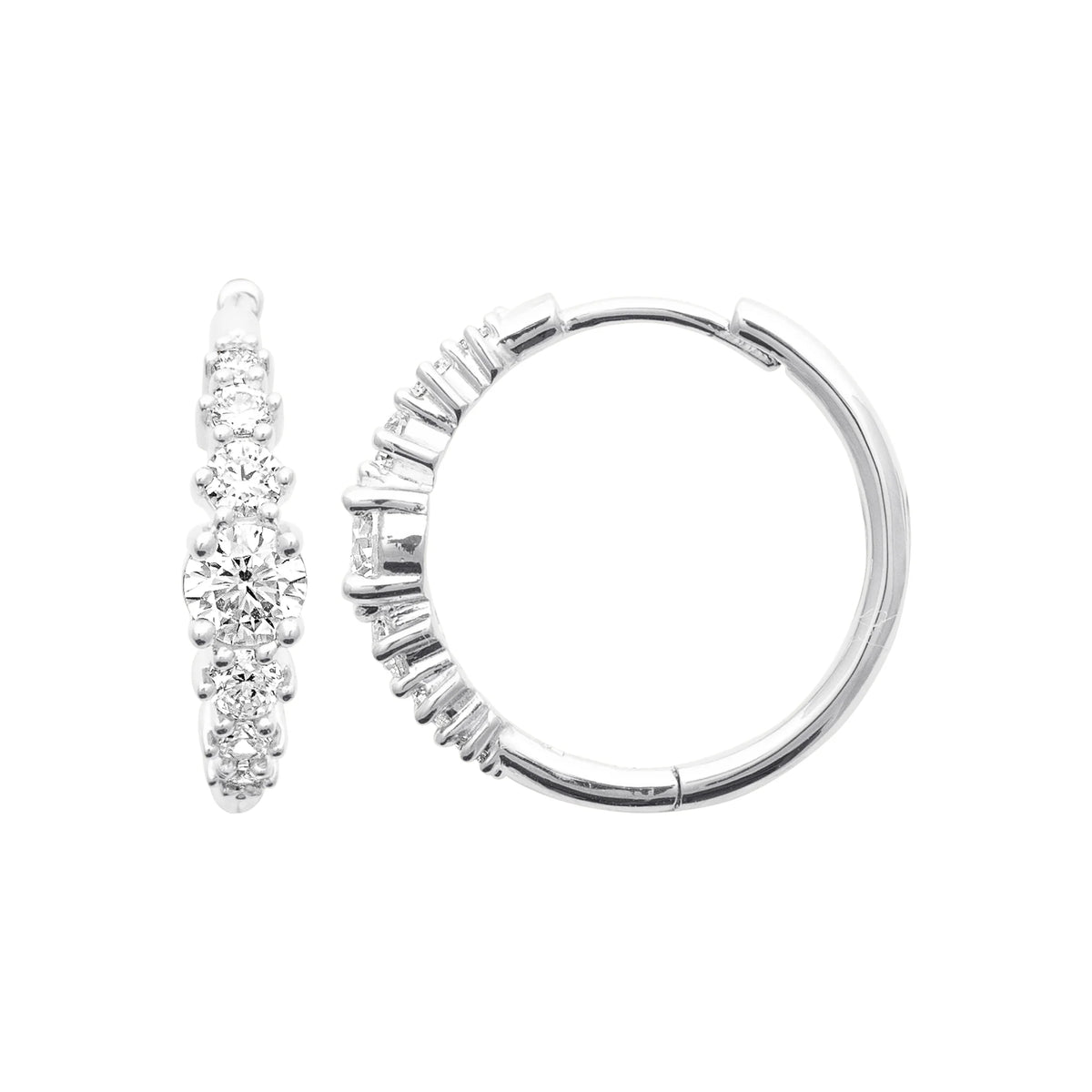 Boucles d’oreilles créoles bouquet de zircons en argent 925 rhodié