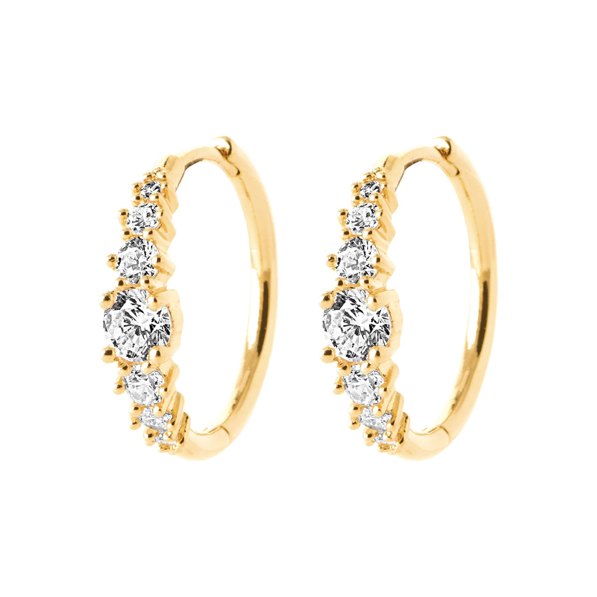 Boucles d’oreilles créoles bouquet de zircons en plaqué or