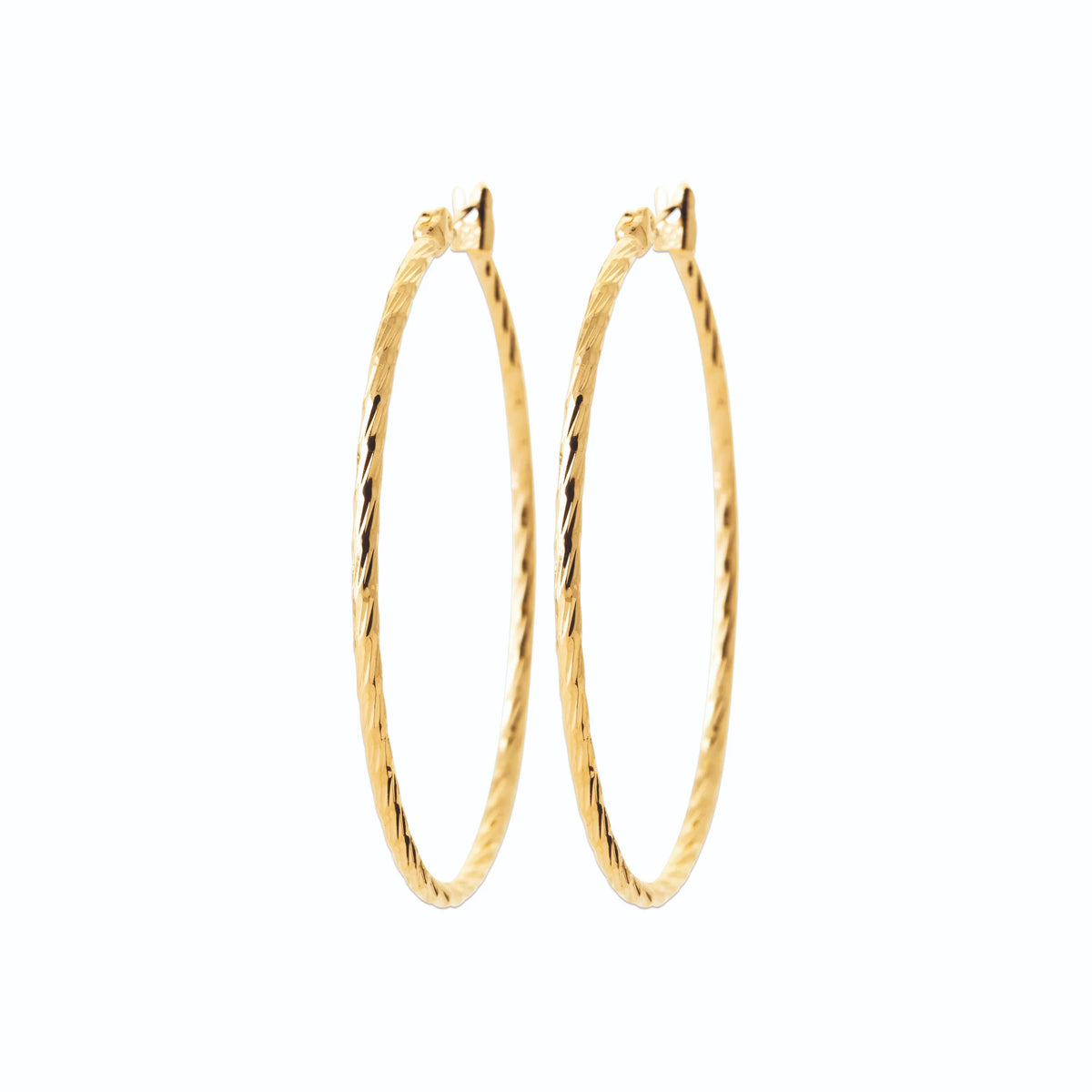 Boucles d’oreilles créoles ciselées 40 mm en plaqué or
