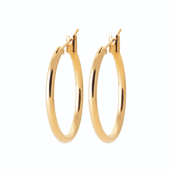 Boucles d’oreilles créoles classiques 20 mm en plaqué or