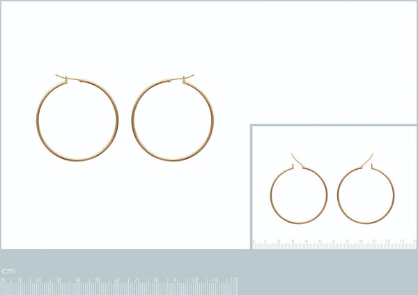 Boucles d’oreilles créoles classiques 40 mm en plaqué or