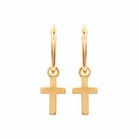 Boucles d’oreilles créoles croix pendante en plaqué or