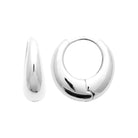 Boucles d’oreilles créoles dôme épaisses en argent 925 rhodié, autre angle de vue