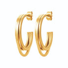 Boucles d’oreilles créoles double cercle en acier PVD doré