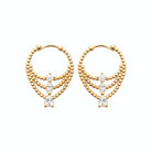 Boucles d’oreilles créoles drapées de billes et zircon en plaqué or