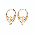Boucles d’oreilles créoles drapées de billes et zircon en plaqué or