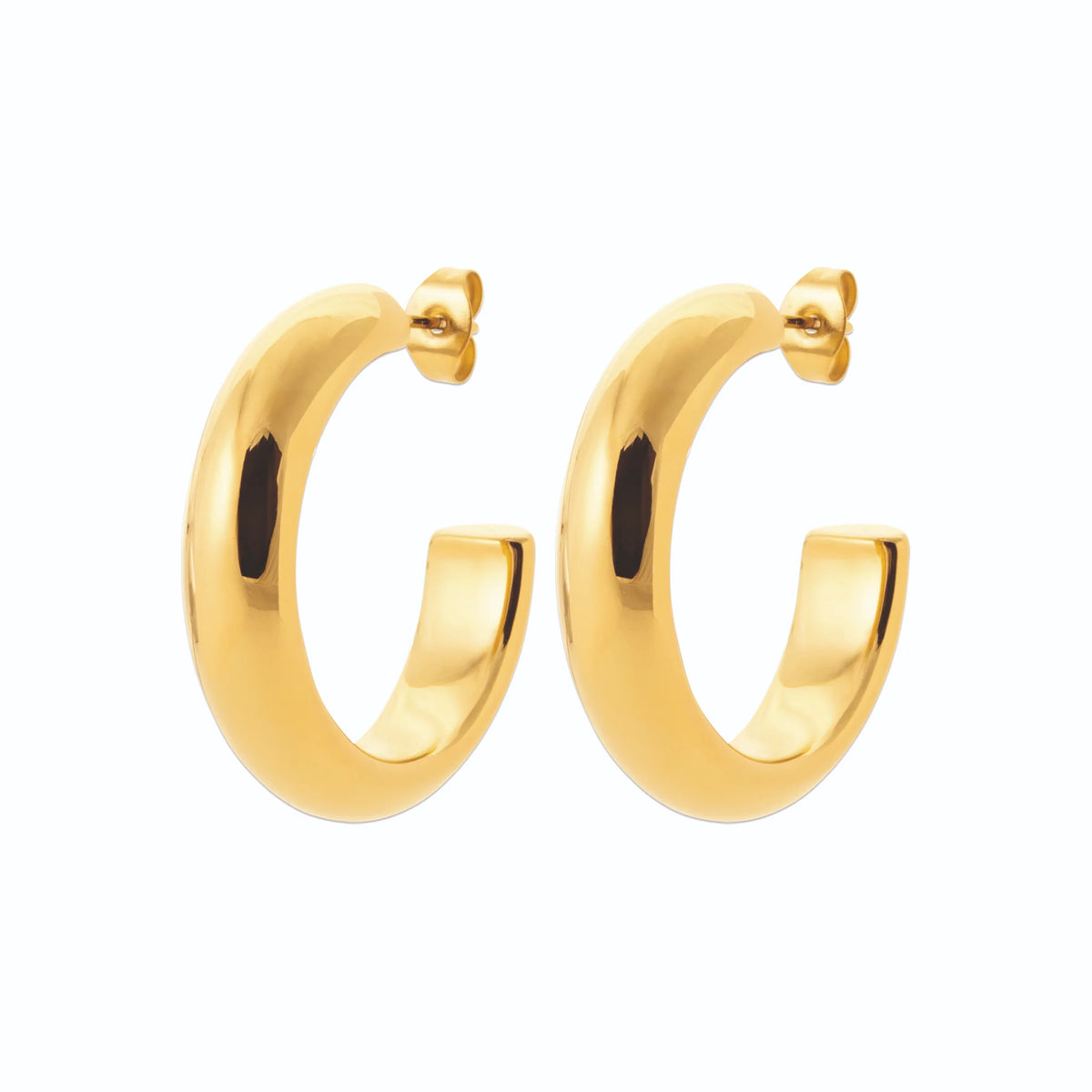 Boucles d’oreilles créoles épaisses 30 mm en acier PVD doré