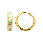 Boucles d’oreilles créoles étoiles de pierres turquoise en plaqué or