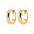 Boucles d’oreilles créoles étoiles de pierres turquoise en plaqué or