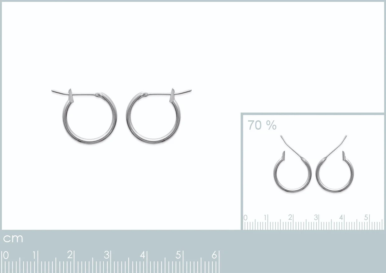 Boucles d’oreilles créoles fil fin 16 mm en argent 925 rhodié