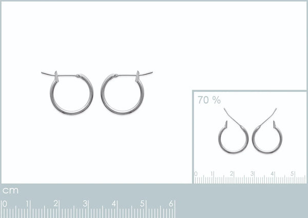Boucles d’oreilles créoles fil fin 16&nbsp;mm en argent 925 rhodié