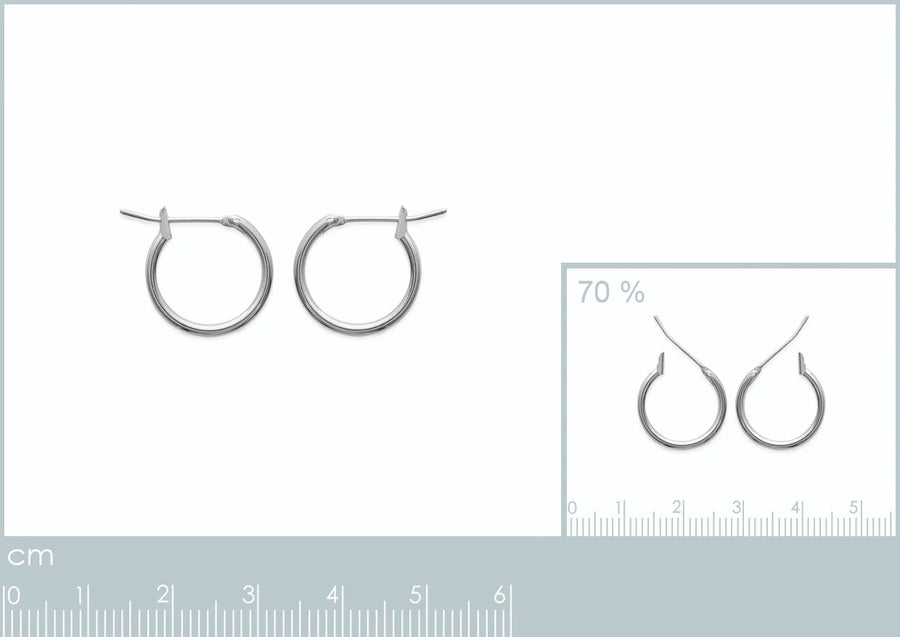 Boucles d’oreilles créoles fil fin 16&nbsp;mm en argent 925 rhodié, vue de face