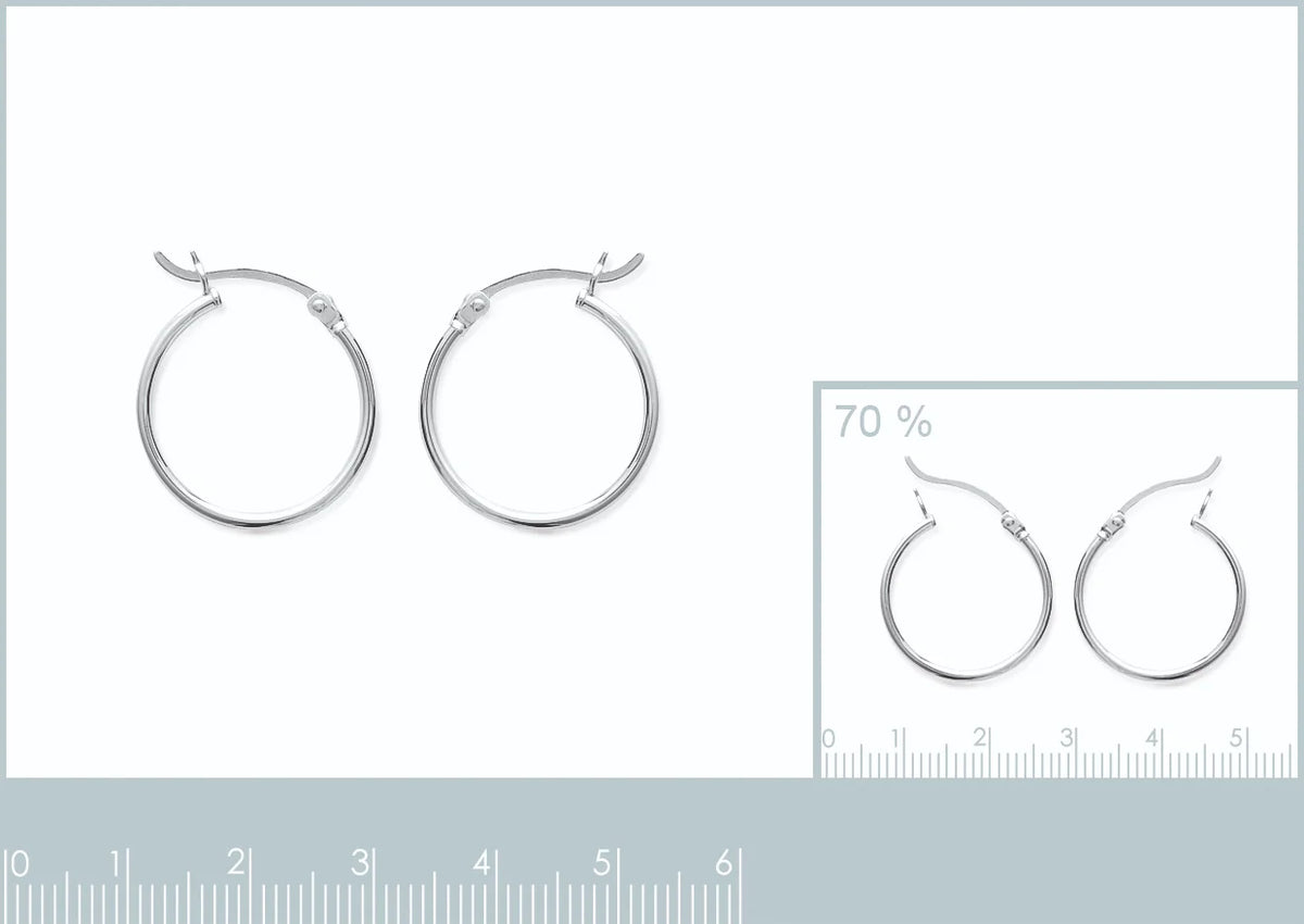 Boucles d’oreilles créoles fil fin 20 mm en argent 925 rhodié