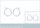 Boucles d’oreilles créoles fil fin 20 mm en argent 925 rhodié