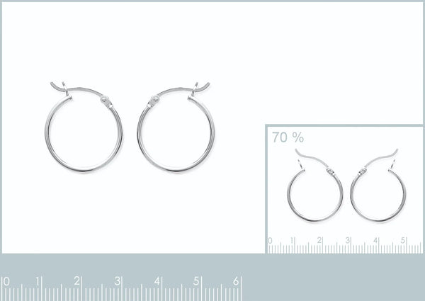Boucles d’oreilles créoles fil fin 20&nbsp;mm en argent 925 rhodié