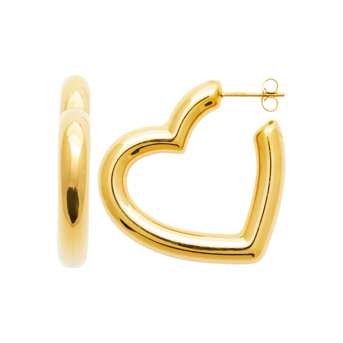 Boucles d’oreilles créoles en forme de cœur en acier PVD doré