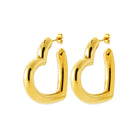 Boucles d’oreilles créoles en forme de cœur en acier PVD doré