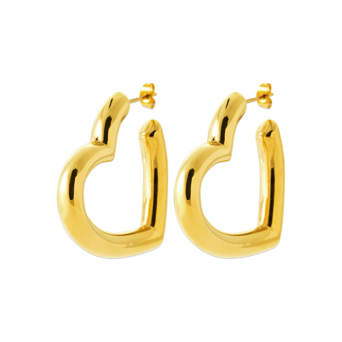 Boucles d’oreilles créoles en forme de cœur en acier PVD doré