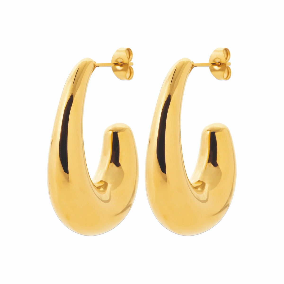 Boucles d’oreilles créoles goutte en acier PVD doré