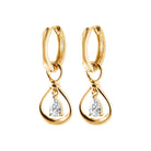 Boucles d’oreilles créoles et goutte ajourée à zircon poire en plaqué or