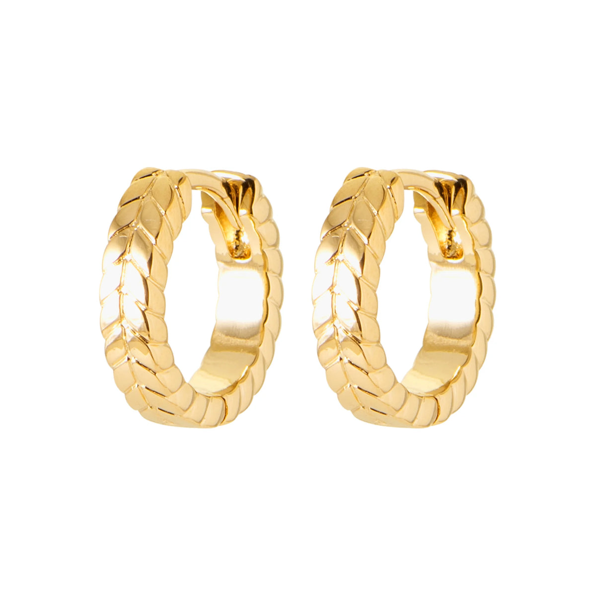 Boucles d’oreilles créoles gravées en chevrons en plaqué or