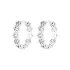 Boucles d’oreilles créoles guirlande de fleurs ajourées en argent 925 rhodié