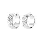 Boucles d’oreilles créoles larges à bandes de zircons en biais en argent 925 rhodié