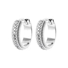 Boucles d’oreilles créoles larges bordées de perles et pavées de zircons en argent 925 rhodié