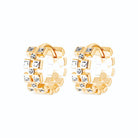 Boucles d’oreilles créoles larges en damier de zircons en plaqué or