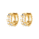 Boucles d’oreilles créoles larges à double rang de zircons en plaqué or