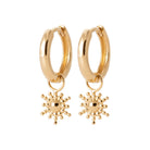 Boucles d’oreilles créoles lisses pendeloque soleil en plaqué or