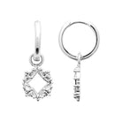 Boucles d’oreilles créoles et losange de navettes en argent 925 rhodié