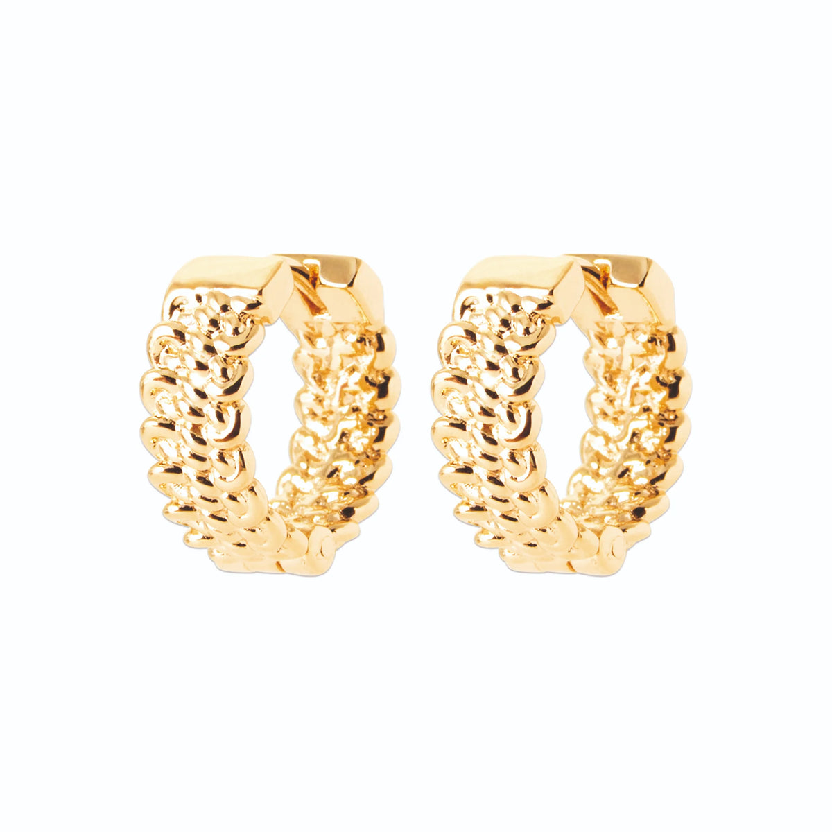 Boucles d’oreilles créoles maille gourmette polie en plaqué or